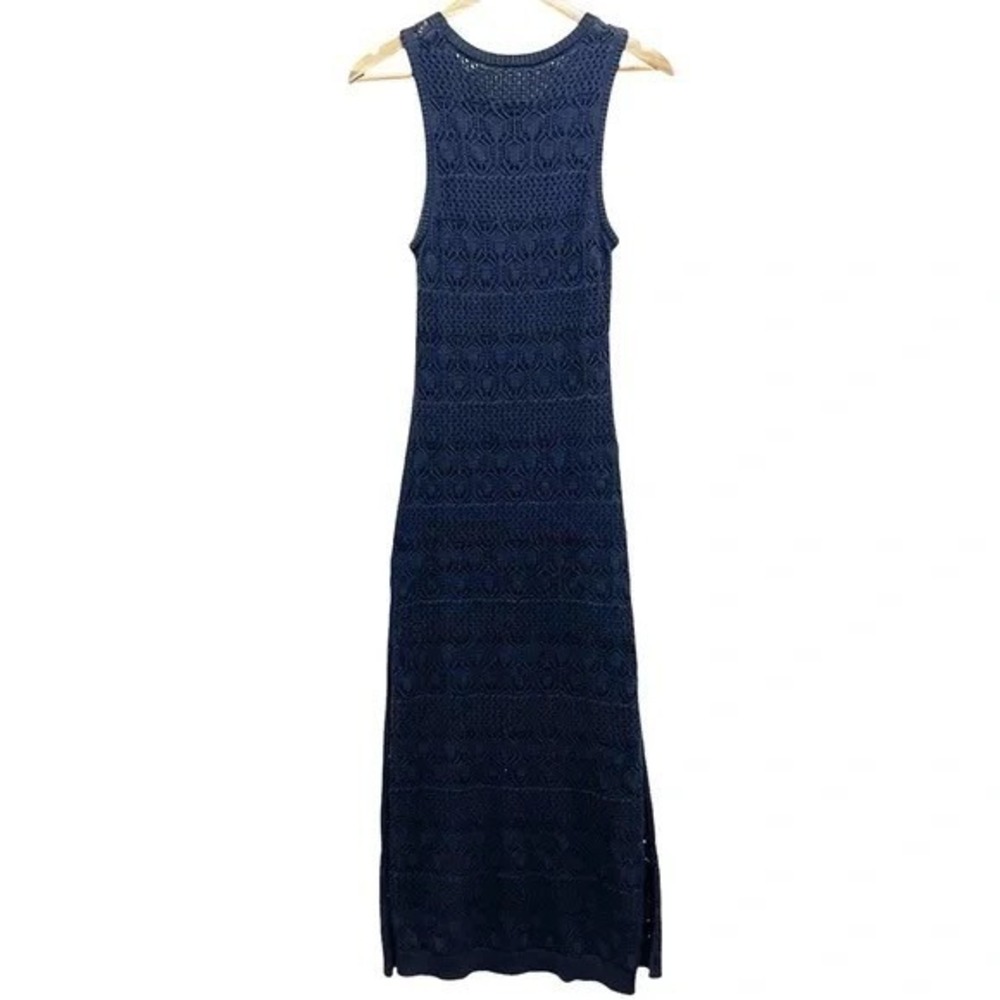 Splendid Navy Knit Maxi Dress Small Sleeveless‎ Crochet NWOT - Picture 3 of 8